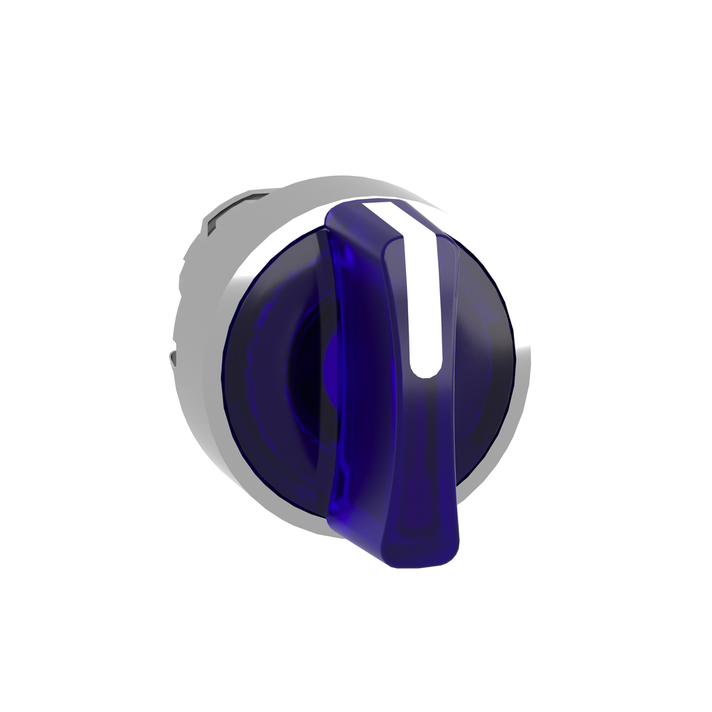 ZB4BK1563 - Cabezal para selector iluminado, Harmony XB4, metal cromado, mango azul, 22mm, LED universal, 3 posiciones,