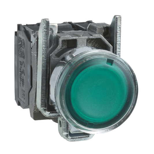 XB4BW3365 - Illuminated push button, Harmony XB4, metal, flush, green, 22mm, spring return, lt 250V, 1NO+1NC