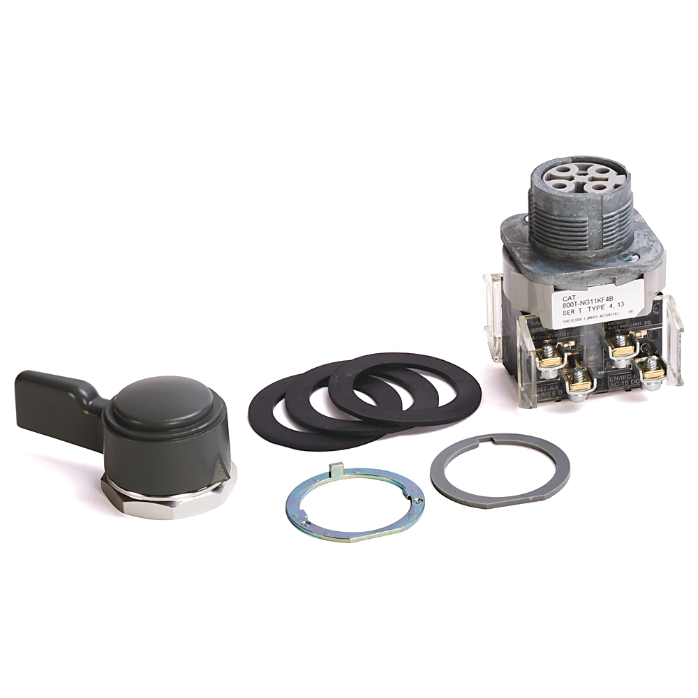 800T 4 posiciones, palanca de perilla/ala, gris, mantenimiento de palanca de ala metálica, bloques de leva y contacto, 4 posiciones