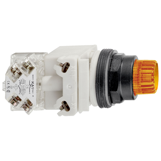 9001SK2L35LYA - Illuminated push-button head, Harmony 9001SK, plastic, projecting, amber, 30mm, spring return, LED yellow, 24-28V