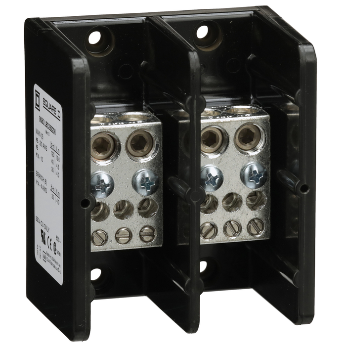 9080LBC263206 - Power distribution block, Linergy, 1 pole, 2 line, 6 load, 350A CU, 600 V