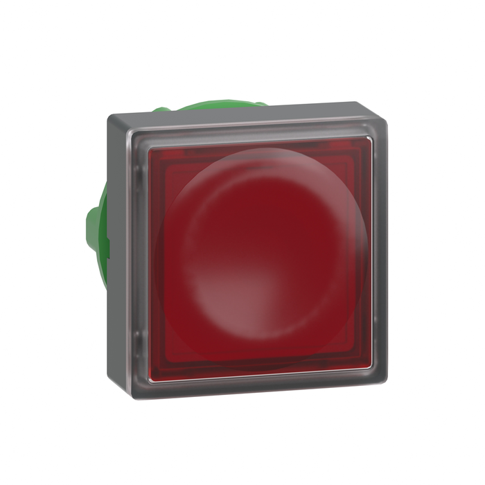 ZB5CW343 - Head for illuminated push button, Harmony XB5, red square square flush 22mm, universal LED, for insertion of legend