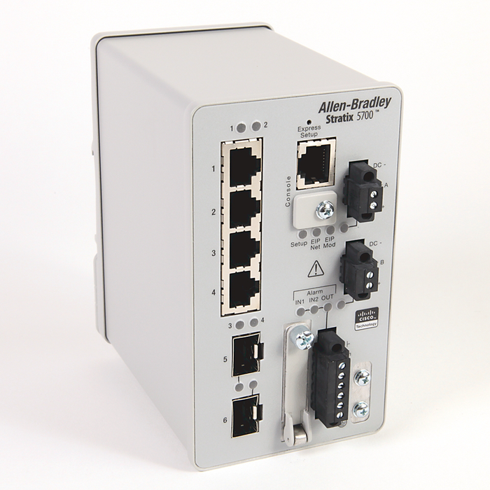 Stratix 5700 Switch, Managed, 4 Fast Ethernet Copper Ports, 2 Fast Ethernet Fiber SFP Slots, Lite Software