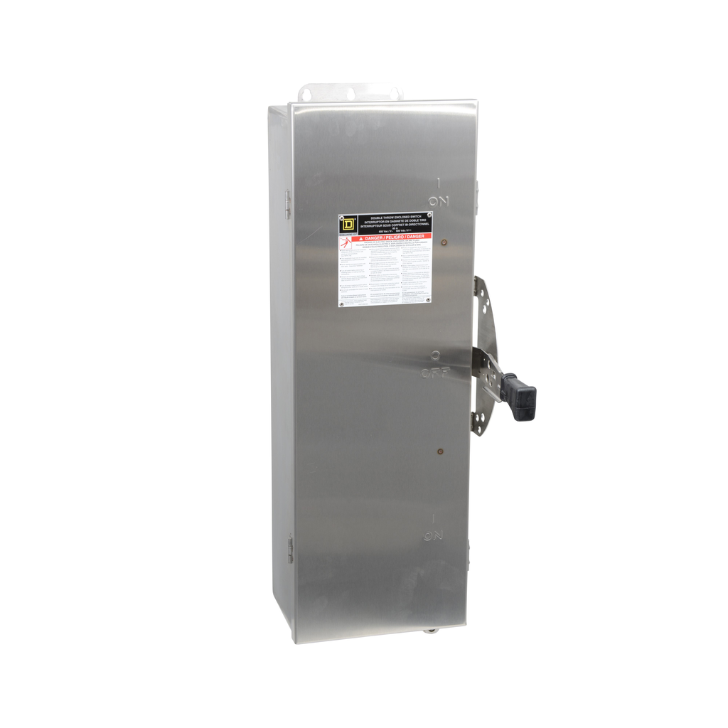 Safety switch, double throw, non fusible, 60A, 600V, 3 pole, 60hp, NEMA 4, 4X, 5, 304 steel