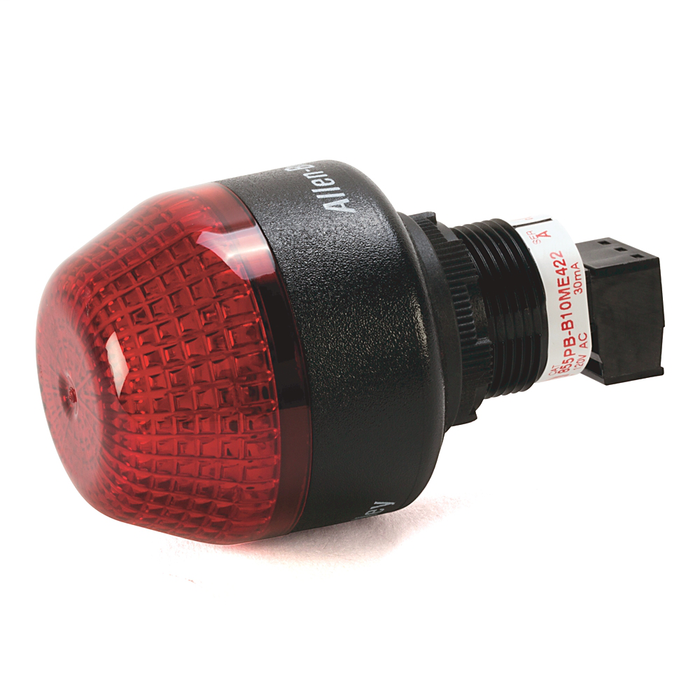 855PS-B10ME422 - 855PS Panel Mount Strobe, Black Housing, 120V AC, 45 mm, Red Lens, 22.5 mm Mounting Hole