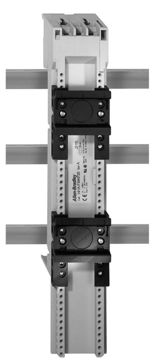 141A-FS54S63 - 141A MCS Mounting System Adapter Modules, MCS Standard Busbar Module with Terminals, 54mm x 200mm, 63 Amp, Standard Top Hat Rail