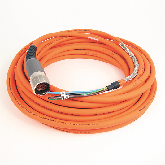 2090-CPWM7DF-14AA12 - SpeedTEC Cable, Motor Power Only, SpeedTec DIN Connector, Drive-end, Flying-lead, 14 AWG, Standard (Non-Flex), 12 Meters