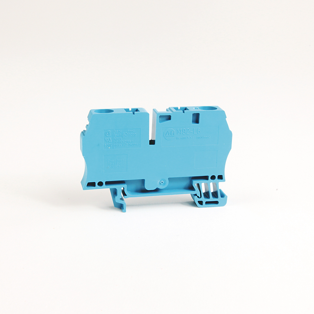 1492-L6-W - Spring Clamp Terminal Block,One-Circuit Feed-Through Block,6 mm (# 22 AWG - # 10 AWG), 4 mm for H4 block,Standard Feedthrough,White