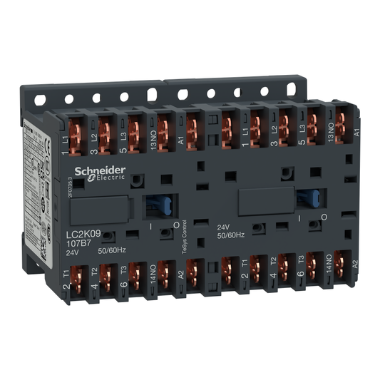 LC2K09107B7 - Reversing contactor, TeSys K, 3P, AC-3, lt or eq to 440V 9A, 1 NO, 24VAC coil