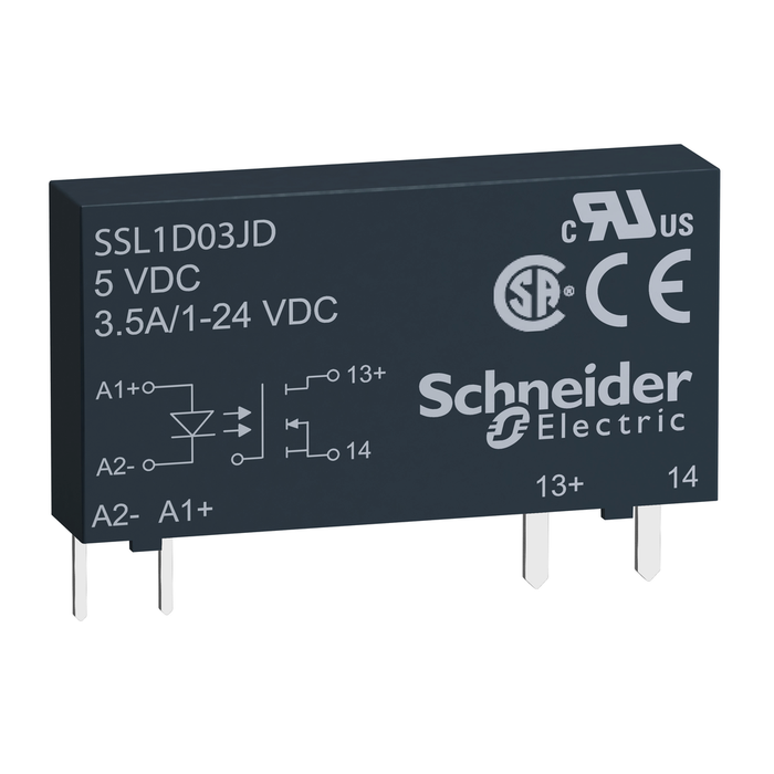 SSL1D03BD - plug-in relay, Harmony solid state slim relay, 3.5A, DC switching, input 15...30V DC, output 1...24V DC