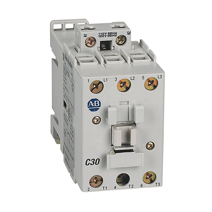 100-C30KF01 - 100-C IEC Contactor, 230V 50/60Hz, Screw Terminals, Line Side, 30A, 0 N.O. 1 N.C. Auxiliary Contact Configuration, Single Pack