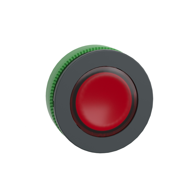 ZB5FW343 - Head for illuminated push button, Harmony XB5, antimicrobial, plastic, red, 30mm, universal LED, plain lens