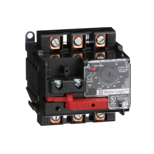 9065SF220 - Relé de sobrecarga, Motor Logic, relé de sobrecarga de estado sólido, NEMA tamaño 2, 3 polos, 15 A a 45 A, 600 V CA, montaje separado