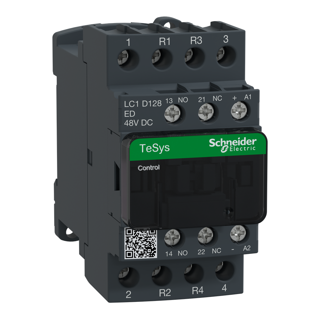 LC1D128ED - Contactor IEC, TeSys Deca, no inversor, resistivo de 25 A, 4 polos, 2 NA y 2 NC, bobina de 48 V CC, estilo abierto