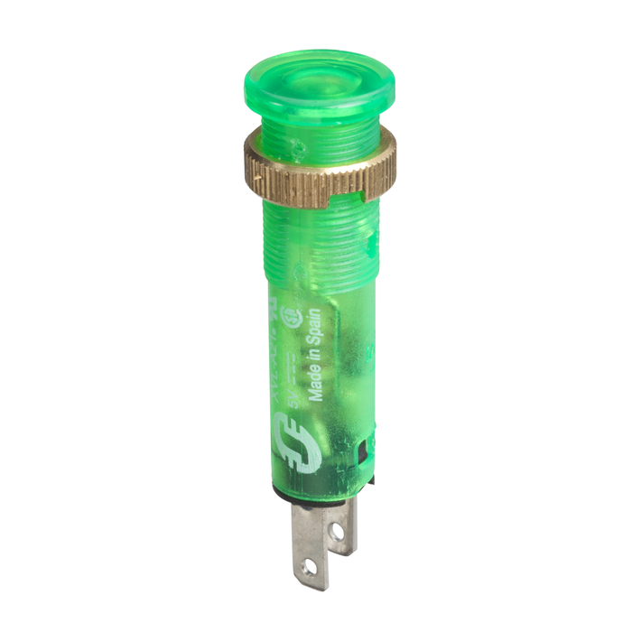 XVLA233 - Pilot light, Harmony XVL, plastic, green, 8mm, covered LED, faston connectors, 24V DC