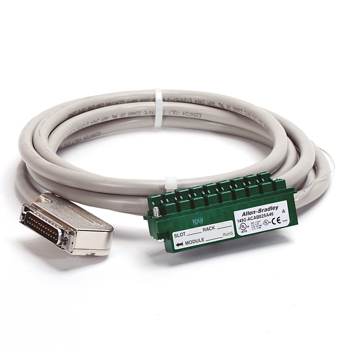 1492-ACAB025AA69 - Prewired Cable for 1769-OF2 (Voltage) Analog Output, 5 twisted-pair conductors, #22 AWG, shielded, w1769-RTBN10 connector & AIFM 15-Pin D-shell connector, length 2.5 meter (8.2 feet)