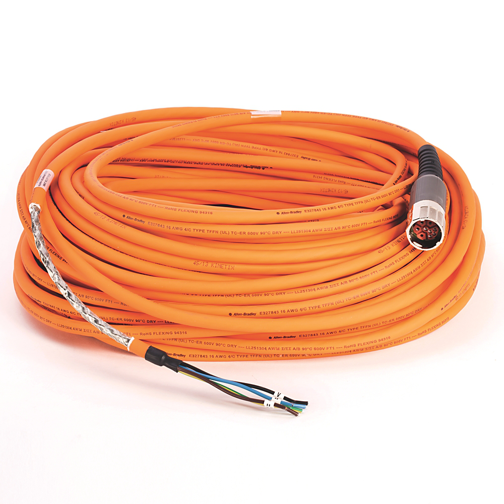 2090-CPWM7DF-16AF50 - Cable SpeedTEC, solo alimentación del motor, conector DIN SpeedTec, extremo de accionamiento, cable flexible, 16 AWG, 50 metros