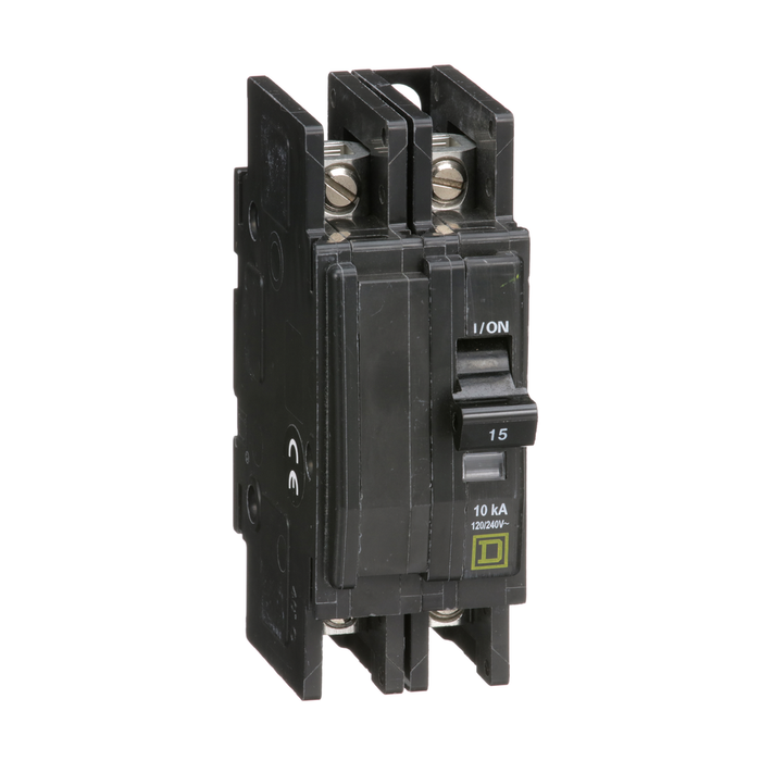 QOU215 - Mini circuit breaker, QOU, 15A, 2 pole, 120/240VAC, 10kA