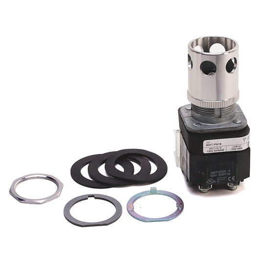800T-PA16 - 30.5mm Type 4/13 Mom. Contact PB-Illum., No Color, Ext. Hd w/ Guard, Incand./No Options, 120V AC 50/60 Hz, 1 NO-1 NC
