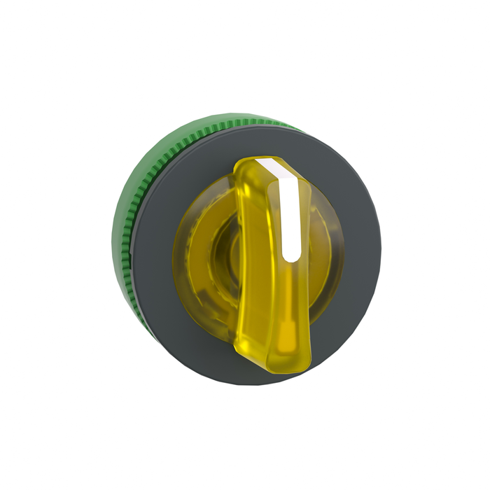 ZB5FK1583 - Head for illuminated selector switch, Harmony XB5, plastic, yellow handle, universal LED, 3 positions, to center