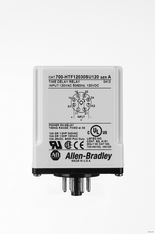 700-HTF22300SU120 - Relé de temporización de base tubular de uso general 700-HT, temporizador de retardo de apagado, 30 segundos, DPDT, 120 V CA/CC