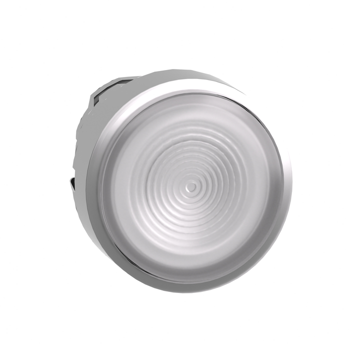 ZB4BW313S - Head for illuminated push button, Harmony XB4, metal, white flush, 22mm, universal LED, spring return, grooved lens