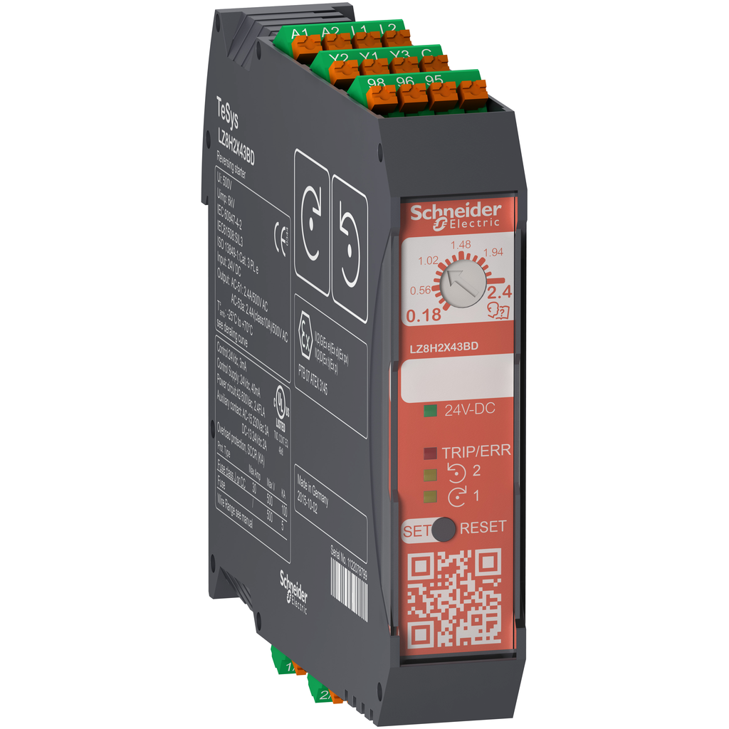 LZ8H6X53BD - Arrancador ultracompacto inversor, TeSys Hybrid, Safe Torque Off, 3P, 500 VCA, 3 kW a 400 V, 24 VCC, trm de resorte
