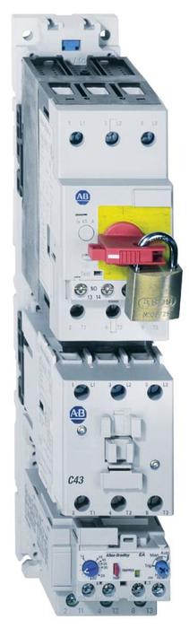 103T-AWD3-F3CC-D1C - IEC Combination Starter with Electronic OLR, 100-C09110V 50Hz / 120V 60Hz1 N.O. 1 N.C.Fuse Holder: 140F-D3?-C30(L), CC or gL-gG FusesAuxiliary Contact 1 N.O. Late Make + 1 N.C. Early Break193-ED, Trip Class 10, Manual Reset