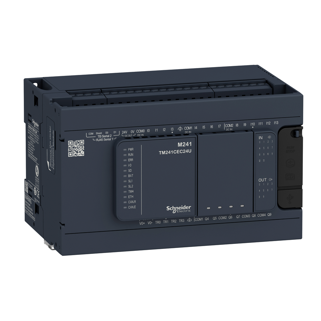 TM241C24R - controlador lógico, Modicon M241, 24 IO, relé