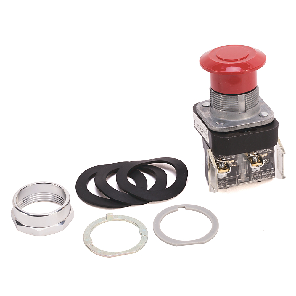 800T-FX6AF - 30.5mm Type 4/13 2 Pos. PB-Non-Illum., Mushroom Hd (Push-Pull), Red, 1 N.O. - 1 N.C. Explosion-Protected