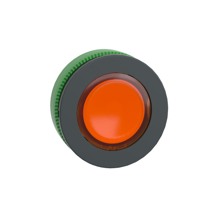 ZB5FW353 - Head for illuminated push button, Harmony XB5, antimicrobial, plastic, orange, 30mm, universal LED, plain lens