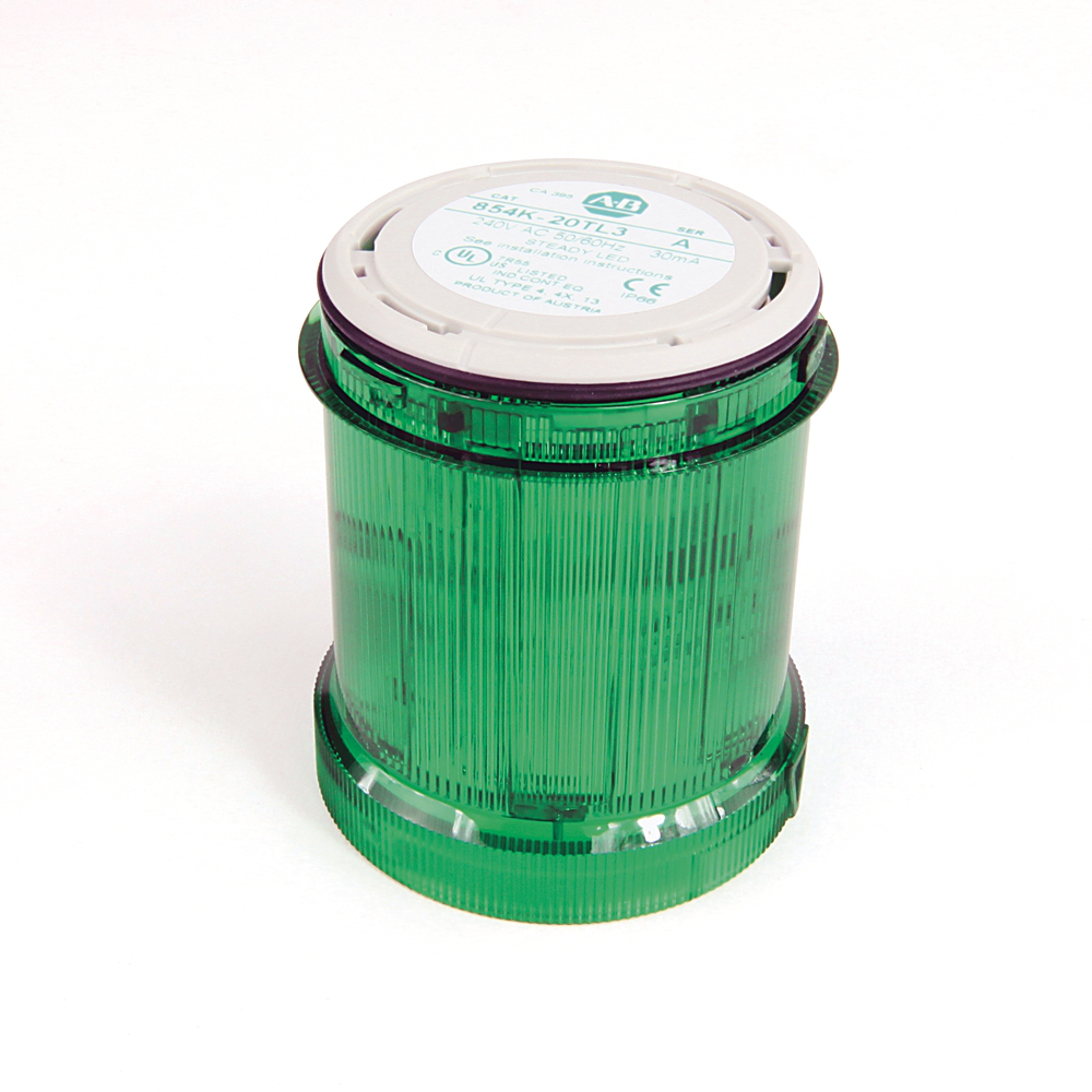 854K-20TL3 - Módulos de luz Boletín 854K, LED fijo, 240 V CA, color de lente verde