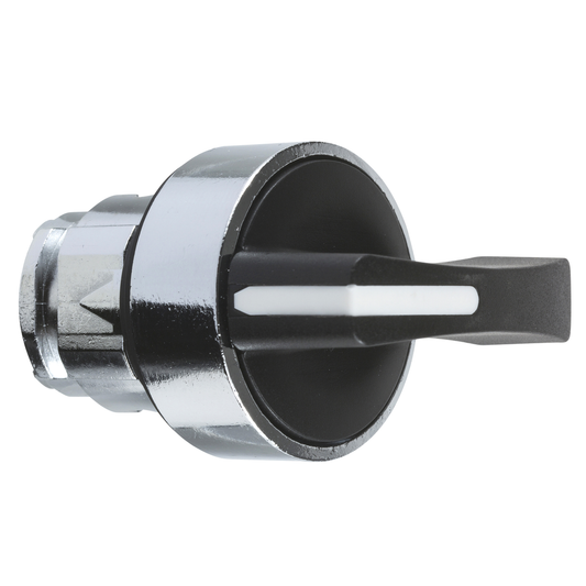 ZB4BJ7 - Cabezal de interruptor selector, Harmony XB4, metal, negro, 22 mm, mango largo, 3 posiciones, retorno por resorte de izquierda a centro