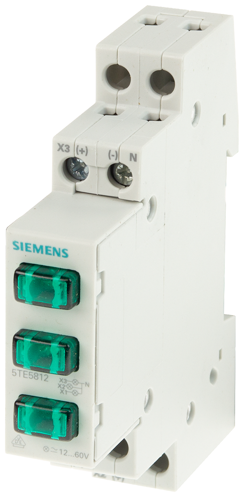 5TE5802 - SEÑAL DE FASE, D=70MM 3 LÁMPARAS 230V 3 X VERDE