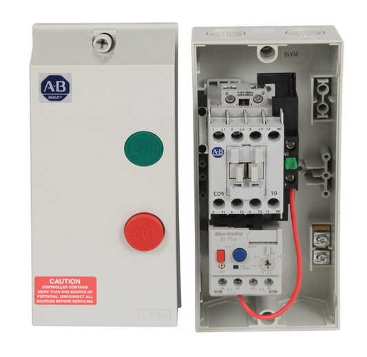 109-C12VDE1E-1 - Arrancador IEC 109C sin inversión y sin combinación, 100-C12, IP66 (solo EN/IEC), plástico ABS, tamaño pequeño (solo para uso en interiores), 110 V 50 Hz / 120 V 60 Hz, E1 Plus OLR 5,40-27,00