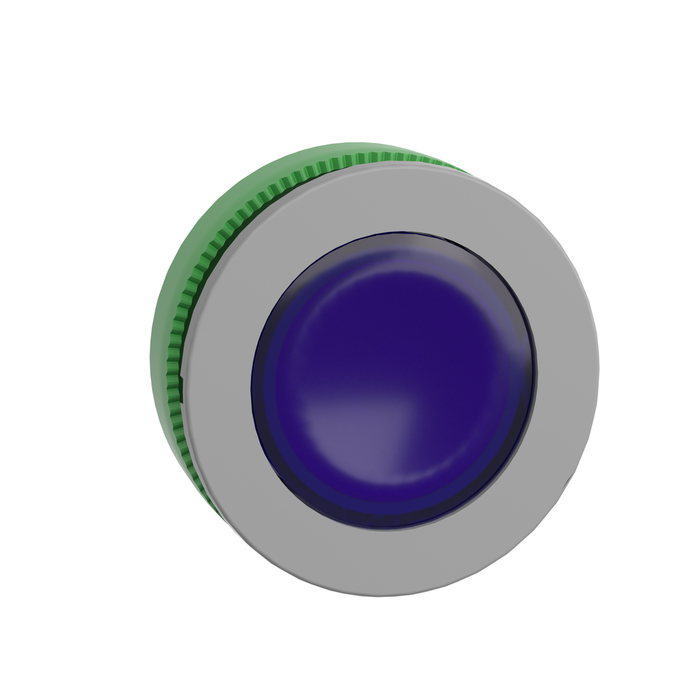 ZB5FW363C0 - Head for illuminated push button, Harmony XB5, grey bezel, blue flush mounted, 30mm, universal LED, plain lens