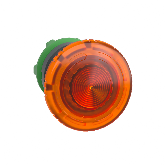 ZB5AW753 - Head for illuminated push button, Harmony XB5, plastic, orange mushroom 40mm, 22mm, latching turn to release, clear boot