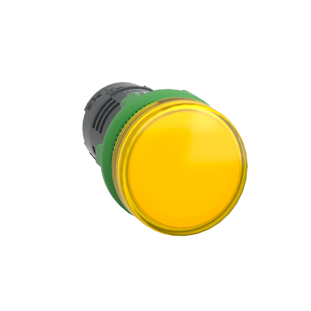 XB5EVB8 - Luz piloto, Harmony XB5, plástico gris, amarillo, 22 mm, LED universal, lente lisa, 24 V CA CC