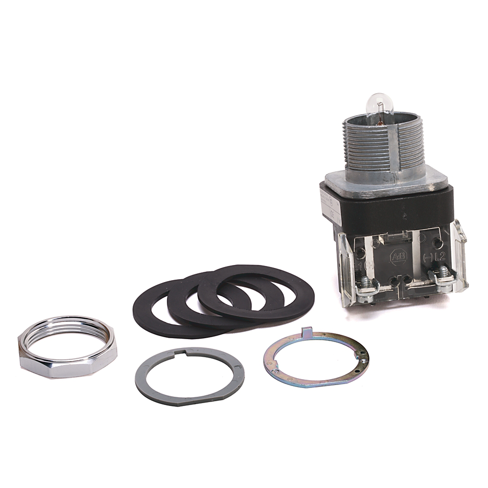 800T-Q24C - 30.5mm Type 4/13 Pilot Light, Full Voltage, No Test Option, Incand., Clear, 24V AC/DC