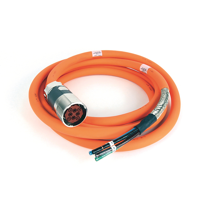 SpeedTEC Cable, Motor Power Only, SpeedTec DIN Connector, Drive-end, Flying-lead, 8 AWG, Standard (Non-Flex), 25 Meters