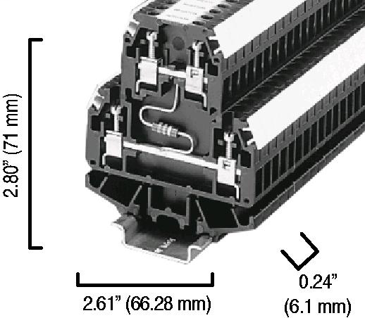 1492-HM2RC001 - 1492-H Finger-Safe Terminal Blocks, H-Block,Double Circuit Resistor Block, Code 2,Precision Wirewound Fixed Resistor, #30 - #12 AWG, Black (Standard),No Bulk Pack (Single Block)