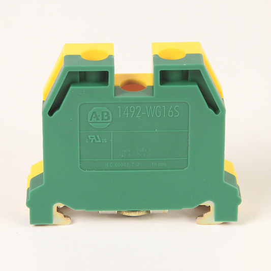 1492-WG4 - Bloque de terminales IEC 1492-W, bloque de conexión a tierra compacto, 4 mm (n.° 22 AWG - n.° 10 AWG) o 2,5 mm (n.° 22 AWG - n.° 12 AWG), bloque de terminales de conexión a tierra de circuito único, franja verde/amarilla (estándar)