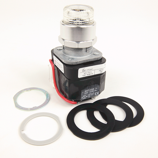 800T-PT16C - 30.5mm Type 4/13 Pilot Light, Xfmr, Push-to-Test, Incand., Clear, 120V AC 50/60 Hz, 1 NO-1 NC