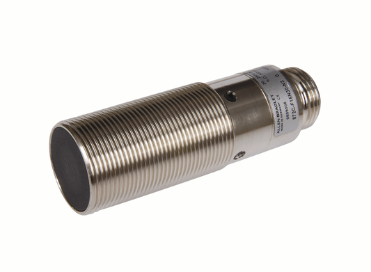 872C-F15N30-R3 - Sensor de proximidad, CA de 2 hilos, detección extendida, diámetro de 30 mm, tubular rectangular de latón niquelado, estándar, distancia de detección de 15 mm, blindado, salida NA, conector micro (CA)
