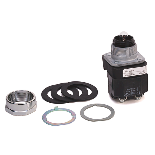 800T-FXPH16GA7 - 30.5mm Type 4/13 2 Pos. PB-Illum., Push-Pull, Green, Mushrm Hd, LED, 120V AC 50/60 Hz, 1 NCLB-1 NC