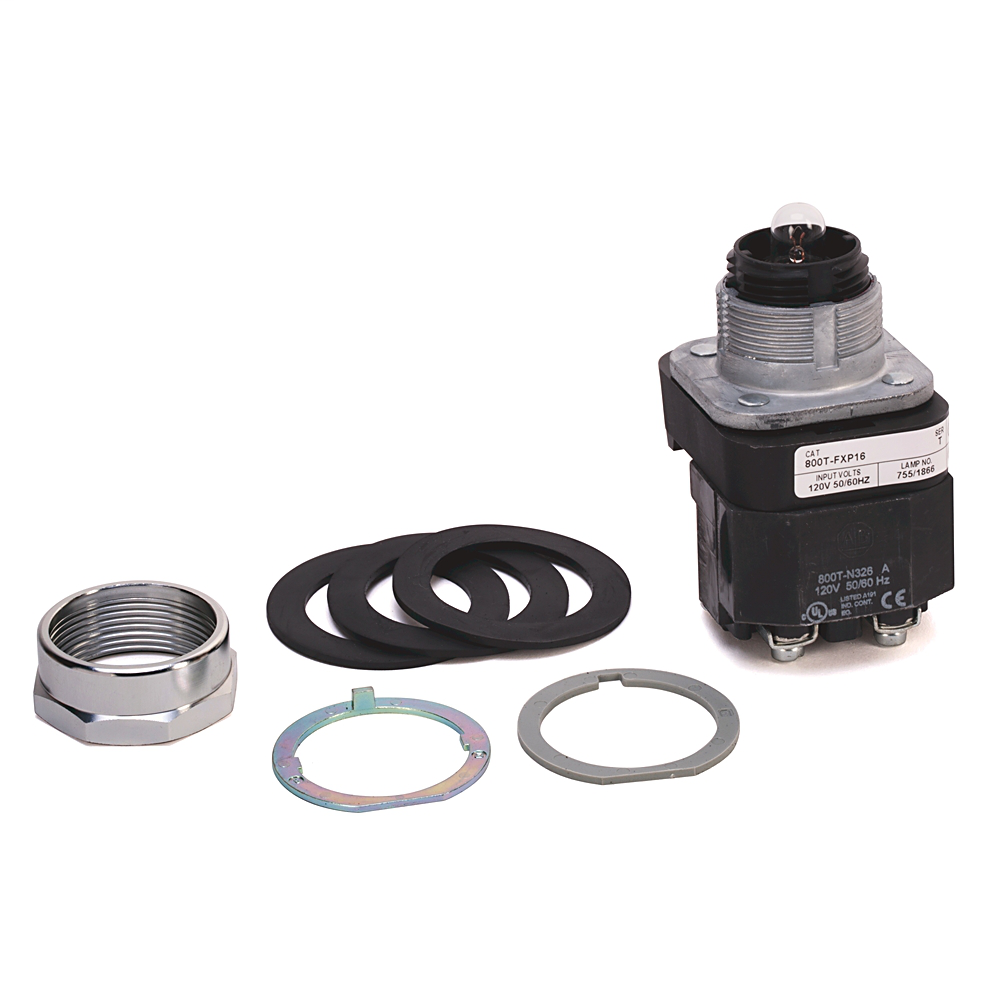 800T-FXP16G - 30.5mm Type 4/13 2 Pos. PB-Illum., Push-Pull, Green, Mushrm Hd, Incand., 120V AC 50/60 Hz, No Contacts