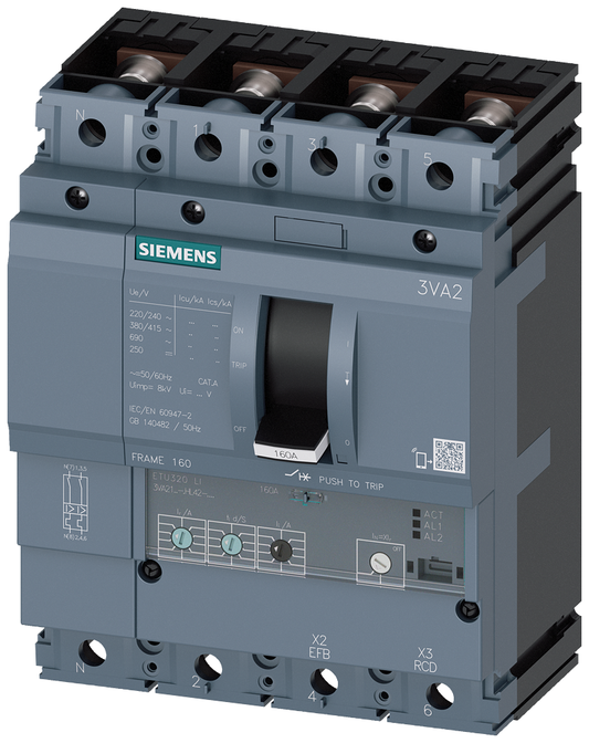3VA2110-6HL42-0AA0 - BRKR 3VA21 4P 100A 85KA ETU3-LI TUERCA