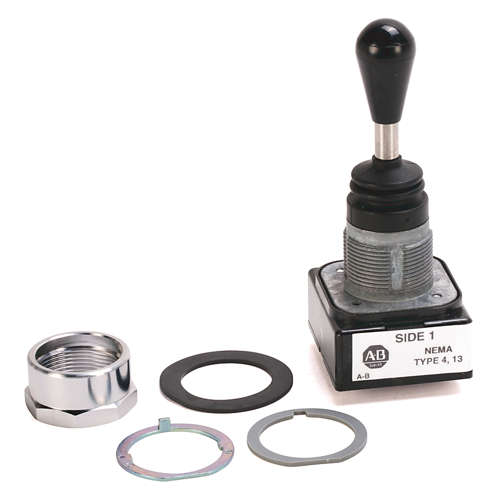 800T-T4T2AAXX - Interruptor de palanca tipo 4/13 de 30,5 mm, de cuatro posiciones, con resorte de accionamiento arriba y abajo, izquierda y derecha (mantenimiento), 1 NA-1 NC y 1 NA-1 NC