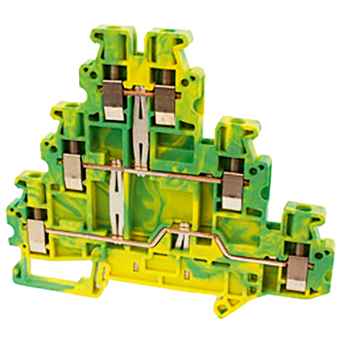 NSYTRV26TPE - SCREW TERMINAL, 3 LEVELS, PROTECTIVE EARTH, 6 POINTS, 2,5MM², GREEN-YELLOW (Qty. 200)