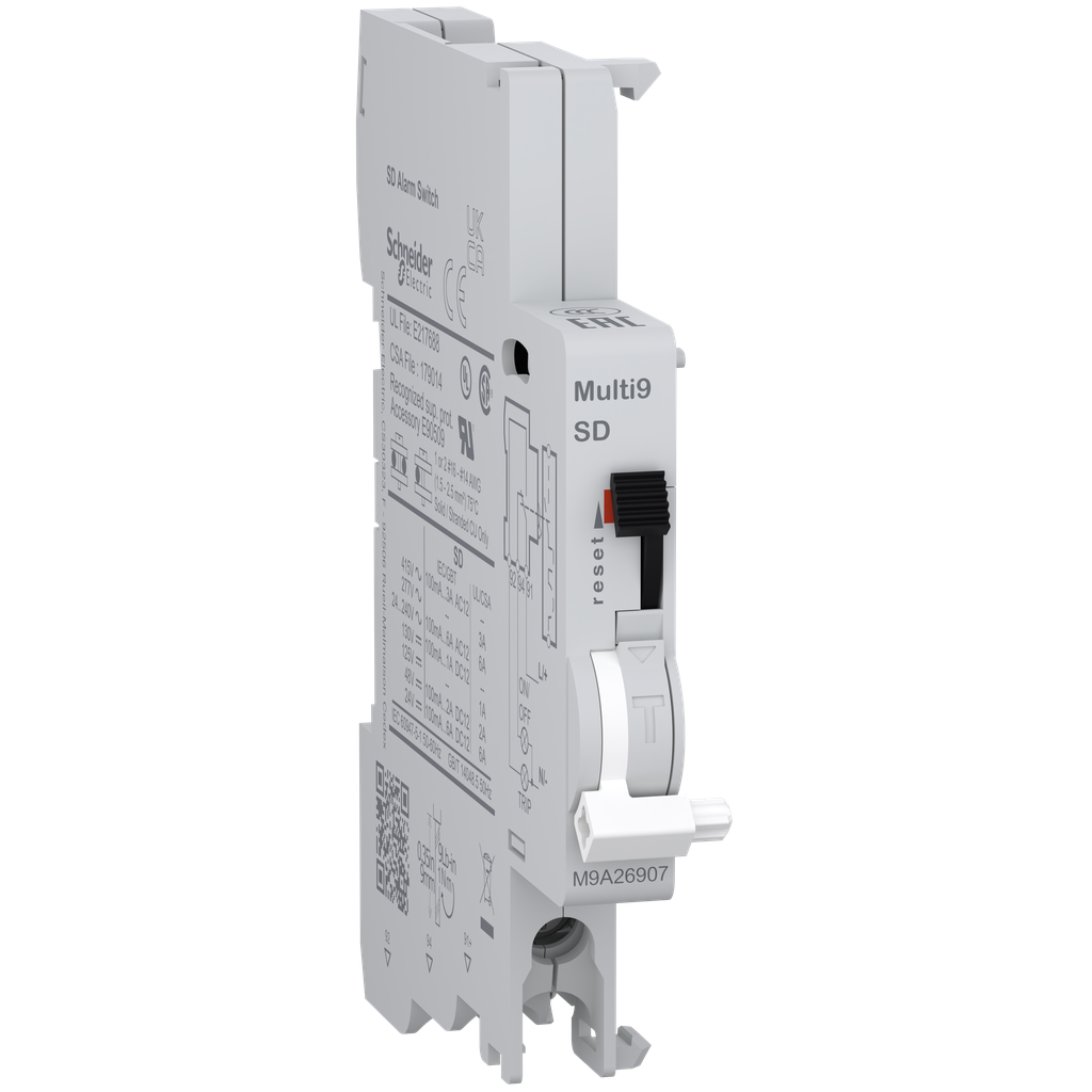 M9A26907 - Contacto auxiliar, Multi9 M9A, SD, 1 C/O, 100 mA a 6 A, 24 V CA a 415 V CA, 24 V CC a 130 V CC, conexión inferior
